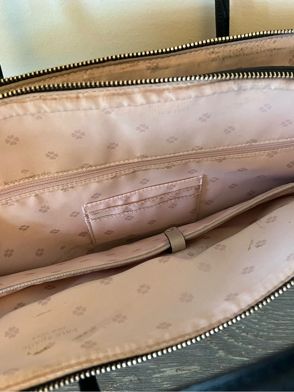 Kate Spade New York Margaux Pink Black Leather Laptop Case Bag